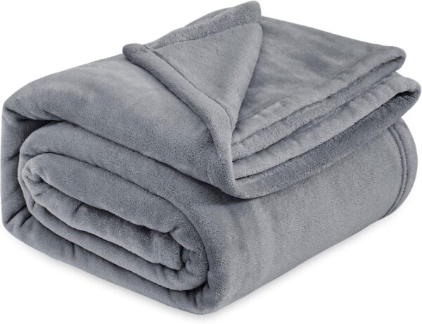 Bedsure Fleece Bed Blankets Queen Size Grey