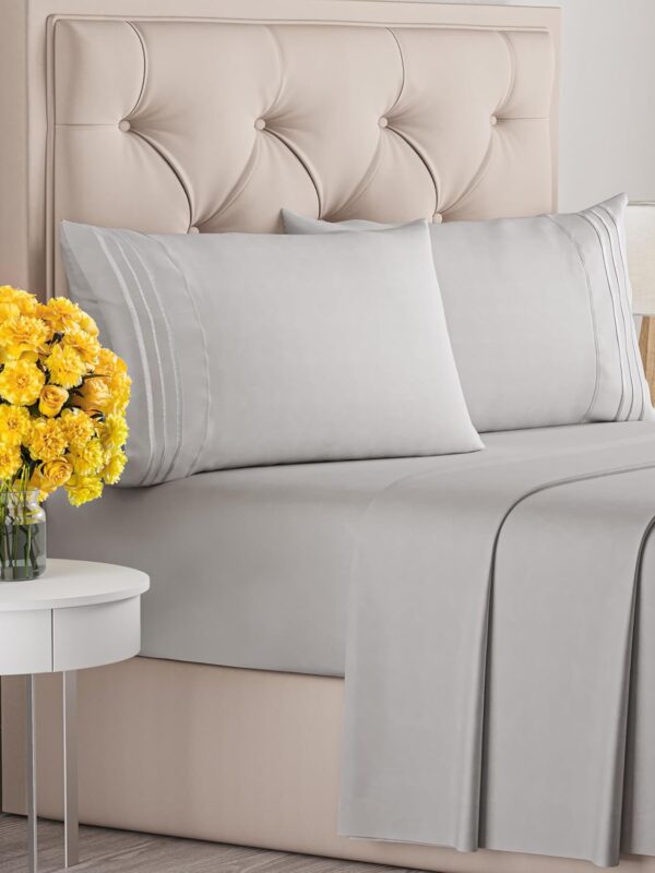 Queen Size 4 Piece Sheet Set - Comfy Breathable & Cooling Sheets - Image 2