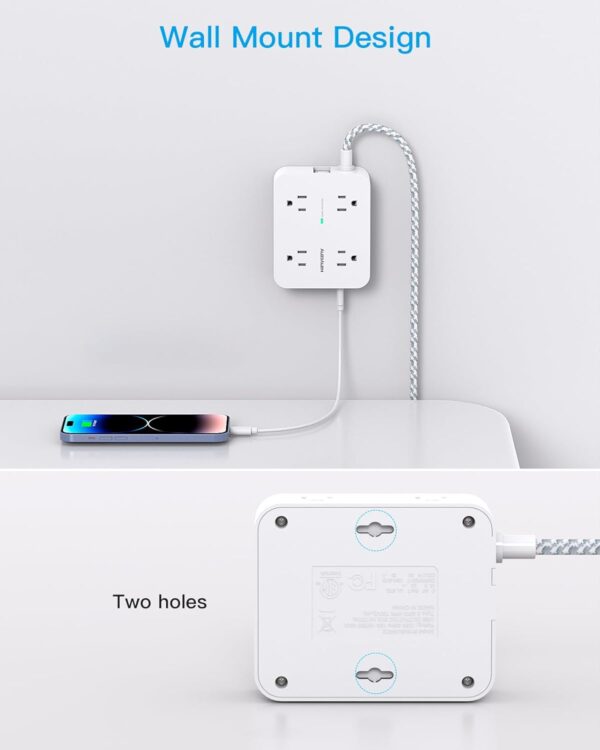 Surge Protector Power Strip - 8 Outlets with 4 USB (2 USB C) Charging Ports, - Image 3