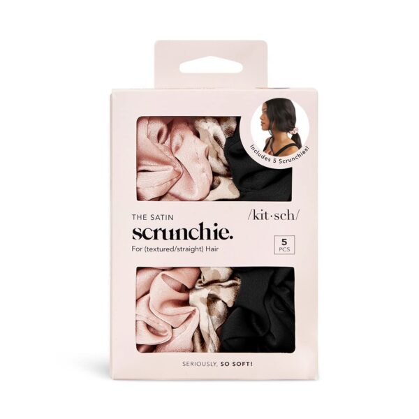 Kitsch Silk Scrunchies for Women - Satin Scrunchies for All Hair Types and Textures, No Crease Hair Ties for Girls, Perfect for Day - Image 3