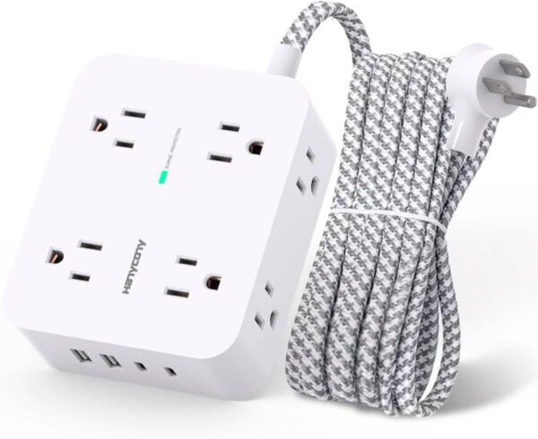 Surge Protector Power Strip - 8 Outlets with 4 USB (2 USB C) Charging Ports,