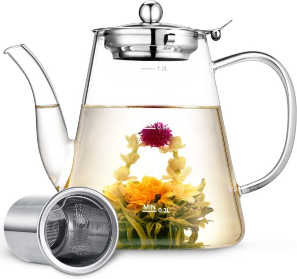 Glass Teapot, Zpose 1200ml (40oz) Teapot with Removable Infuser