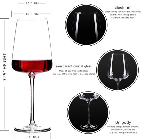 Hand Blown Red Wine Glasses Set of 4 – Premium Crystal Wine Glasses - Image 3