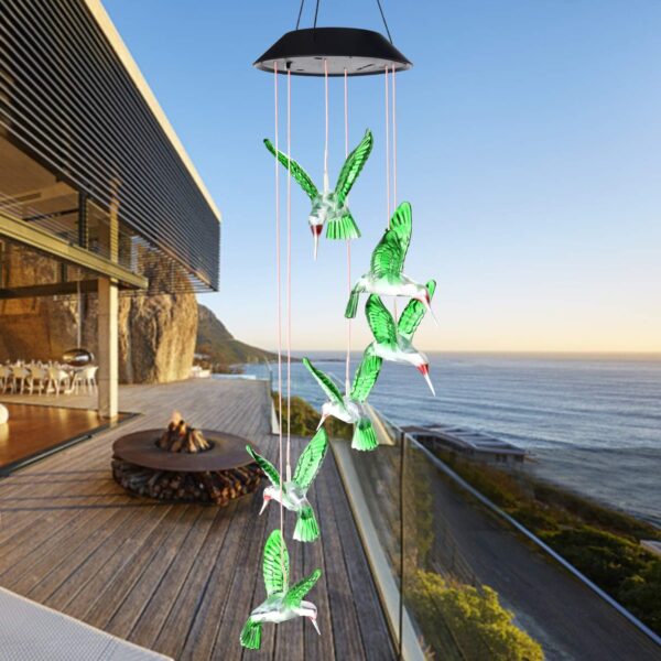 SIX FOXES Wind Chime, Solar Hummingbird Wind Chimes - Image 3