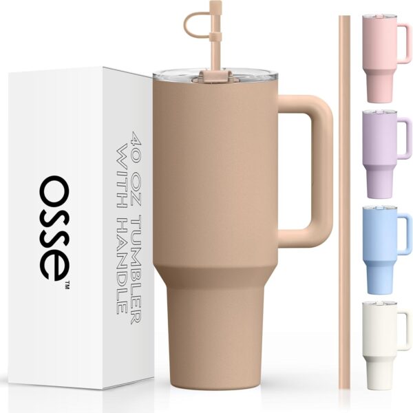 osse 40oz Tumbler with Handle and Straw Lid | Double Wall Vacuum