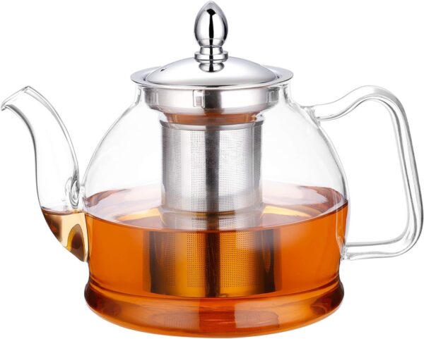 HIWARE 1000ml Glass Teapot with Removable Infuser, Stovetop Safe Tea Kettle