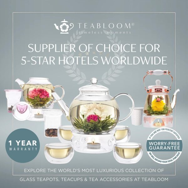 Teabloom Stovetop & Microwave Safe Glass Teapot (40 oz) with - Image 2
