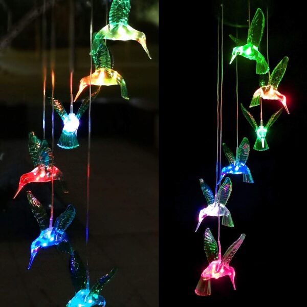 SIX FOXES Wind Chime, Solar Hummingbird Wind Chimes - Image 4