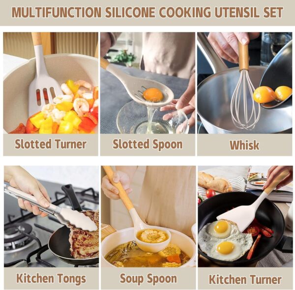 Umite Chef Kitchen Cooking Utensils Set, 33 pcs Non-Stick Silicone Cooking Kitchen Utensils Spatula Set with Holder, - Image 3