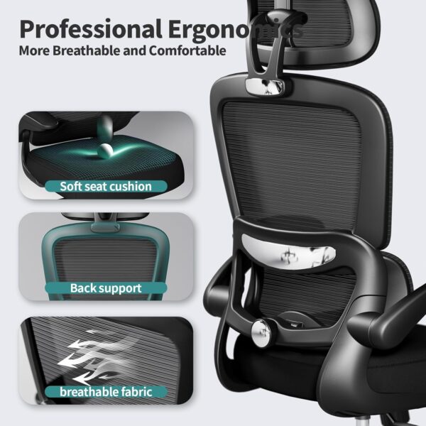 Office Chair Ergonomic Desk Chair, 330 LBS Home Mesh Office Desk - Image 4