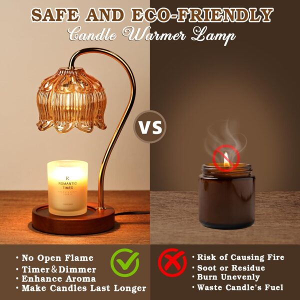 Dimmable Flower Candle Warmer Lamp with Timer, Vintage Lamp - Image 4