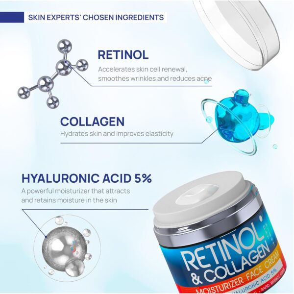 Retinol Cream for Face with Hyaluronic Acid, Day-Night Anti - Image 3