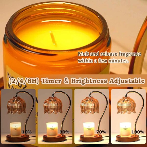 Dimmable Flower Candle Warmer Lamp with Timer, Vintage Lamp - Image 2