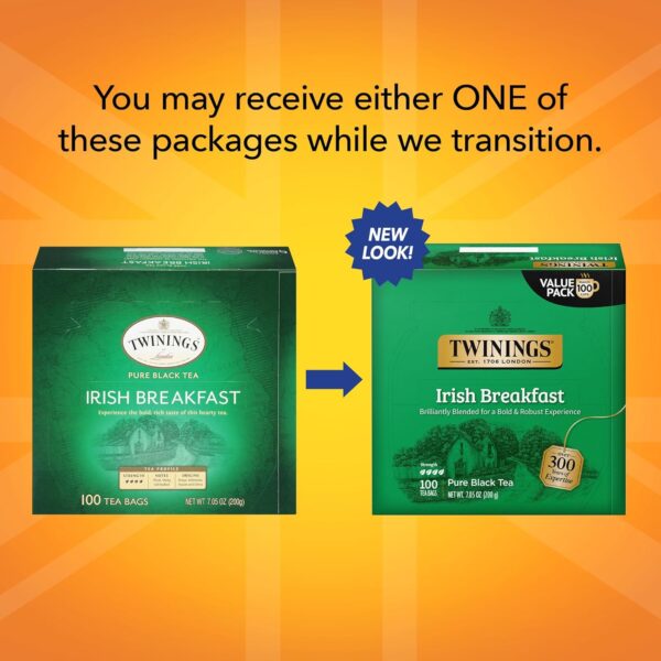 Twinings Irish Breakfast Black Tea Individually Wrapped Bags, 100 Count (Pack of 1), - Image 3