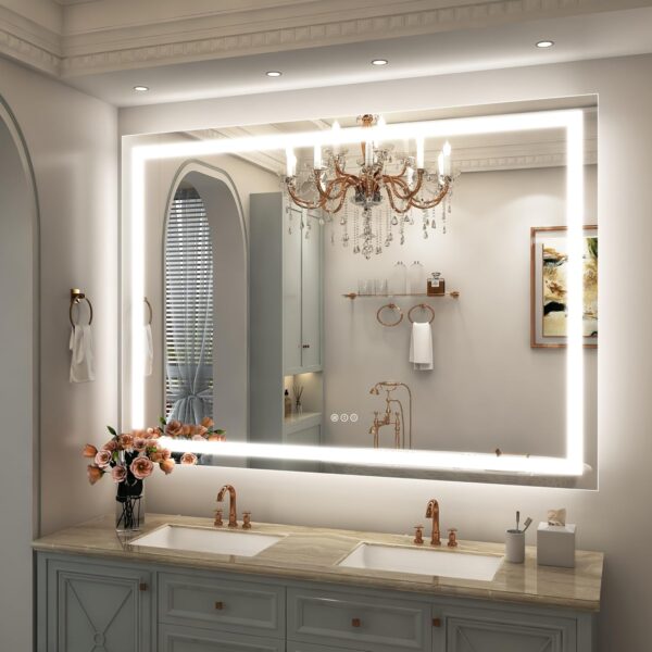 55x40 inch Large LED Mirror for Bathroom, Lighted Vanity