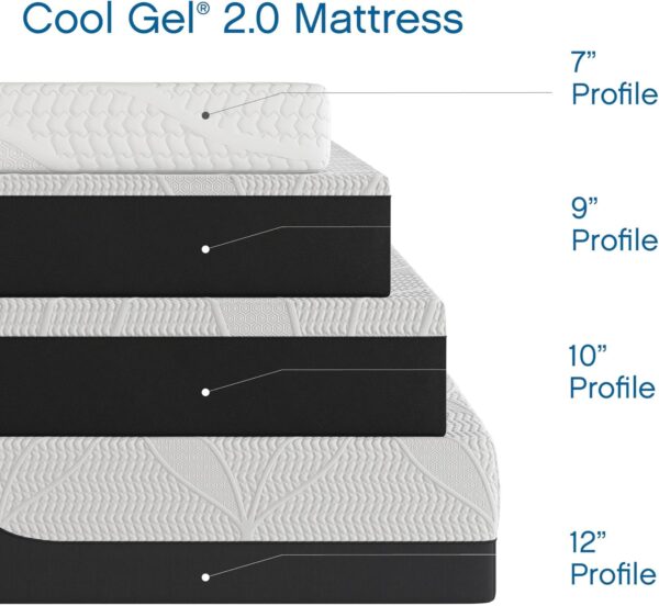 COOL GEL Memory Foam 14-Inch Mattress with 2 Bonus Pillows, - Image 4