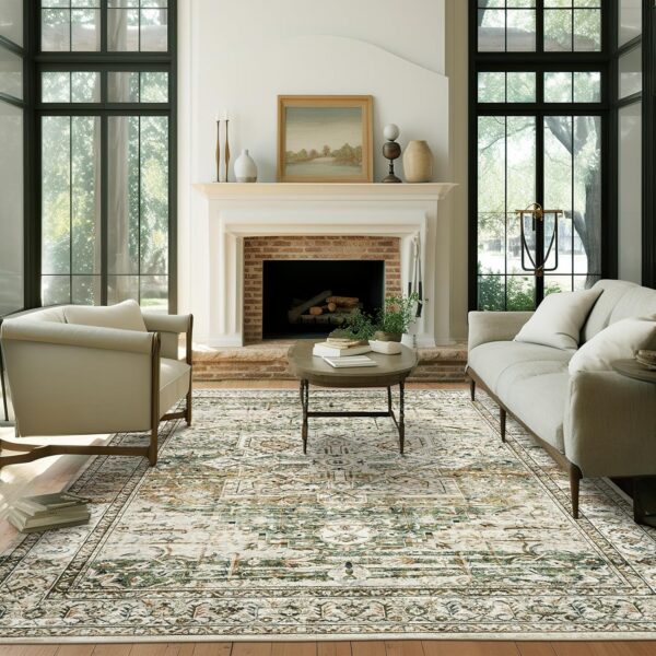 Washable Area Rug 8x10, Large Soft Rugs for Living Room Farmhouse Vintage Area