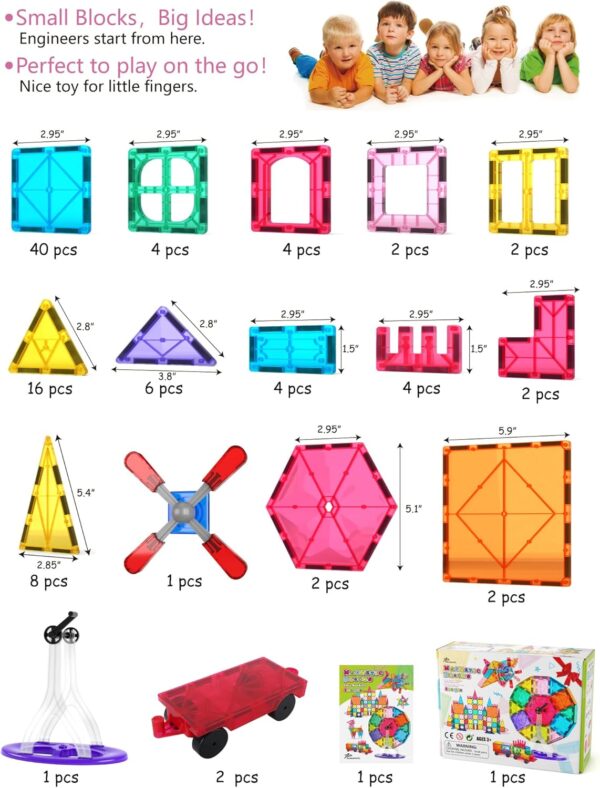 Jasonwell 100pcs Magnetic Tiles Building Blocks Set for Boys Girls - Image 2