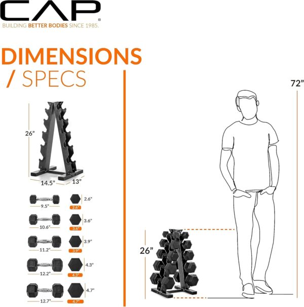 CAP Barbell Dumbbell Set with Rack | Multiple - Image 4