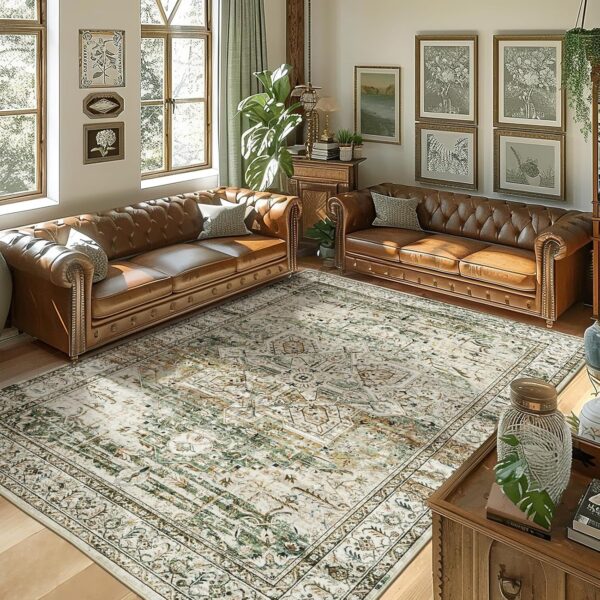 Washable Area Rug 8x10, Large Soft Rugs for Living Room Farmhouse Vintage Area - Image 3