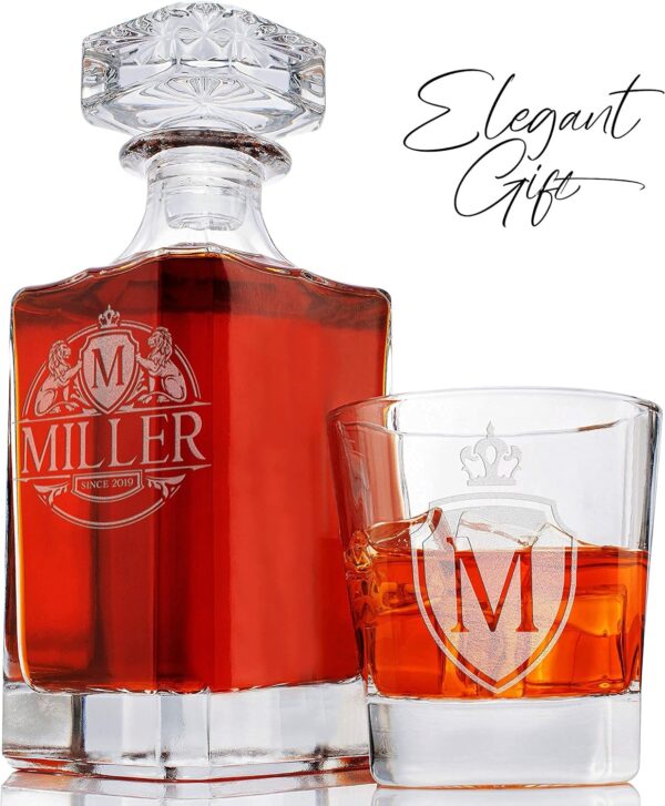 Personalized 5 pc Whiskey Decanter Set - 9 Design Options - Limited - Image 3