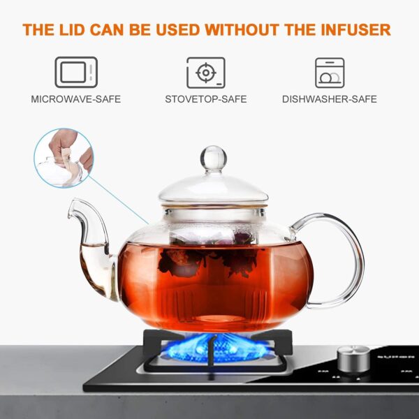 CNGLASS Glass Teapot Stovetop Safe,Clear Teapot with Removable - Image 5