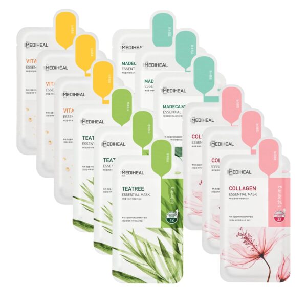 Mediheal Sheet Mask New Essential HERO 12 pack (Collagen, Tea Tree,