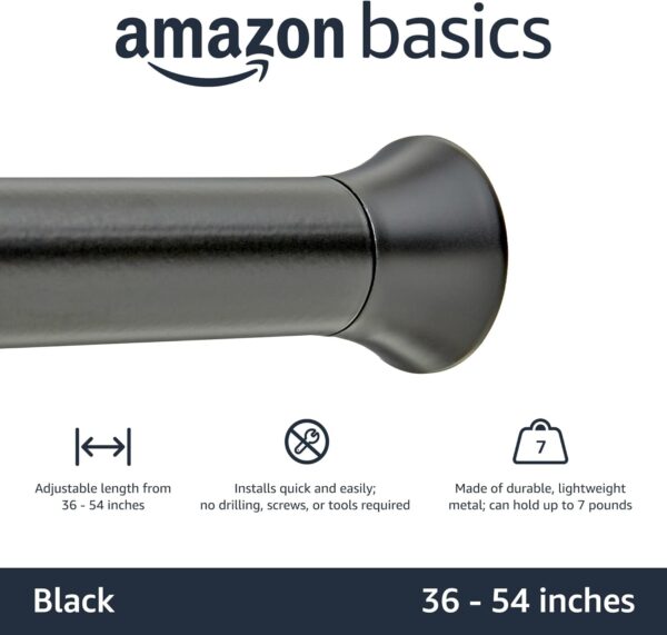 Amazon Basics Adjustable Sturdy Spring Tension Curtain Rod, No - Image 5