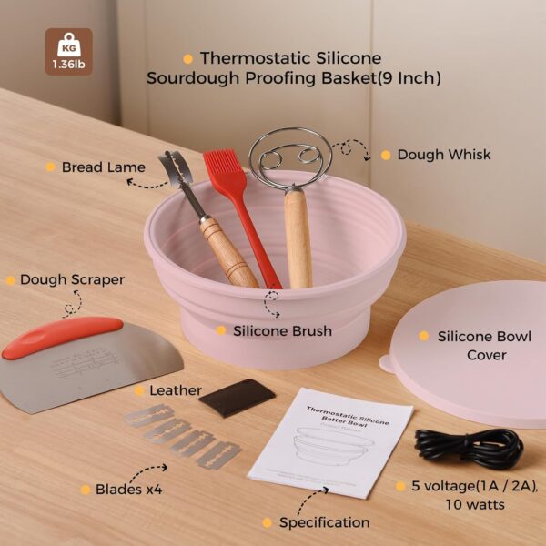 Heating Sourdough Bread Proofing Basket Set, Electric Thermostatic - Image 3