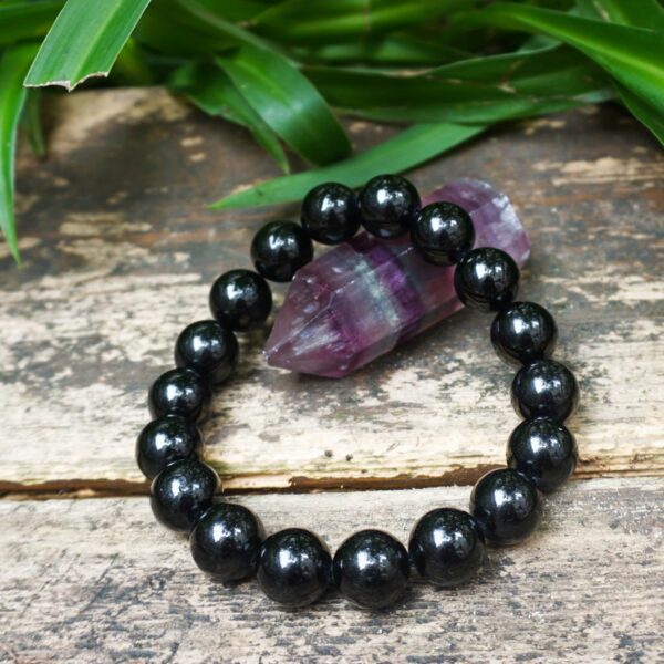 | GBlack Tourmaline Bracelet 12MMrade Natural Chakra Crystal - Image 3