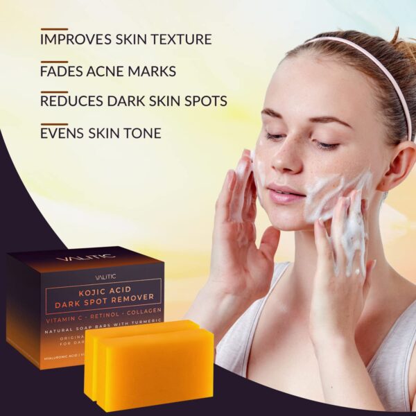 VALITIC Kojic Acid Dark Spot Remover Soap Bars with Vitamin C, - Image 4