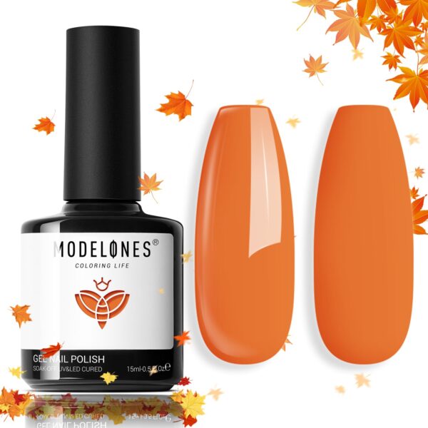 Modelones Fall Gel Nail Polish, 15 ML Orange Gel Nail Polish Coral