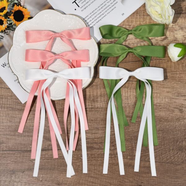 6PCS Hair Bows for Women Hair Clip Hair Tassel Hair Ribbon - Image 2