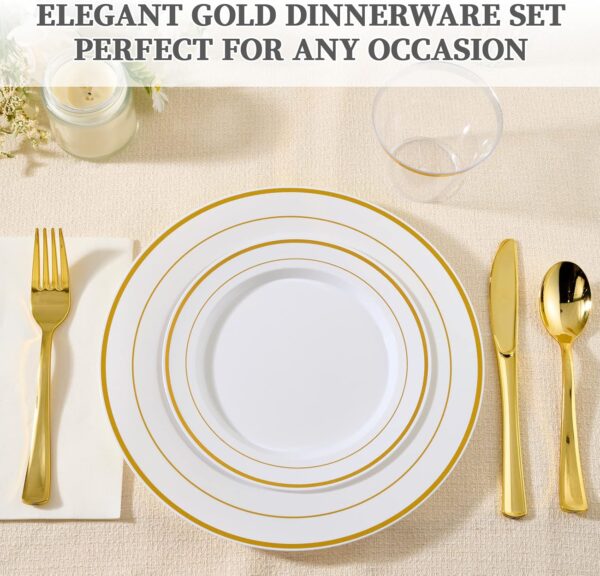 FOCUSLINE 600 Gold Dinnerware Set for 100 Guests, White and Gold - Image 3