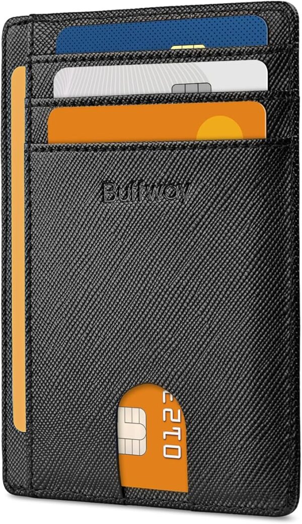 Buffway Slim Minimalist Front Pocket RFID Blocking Leather