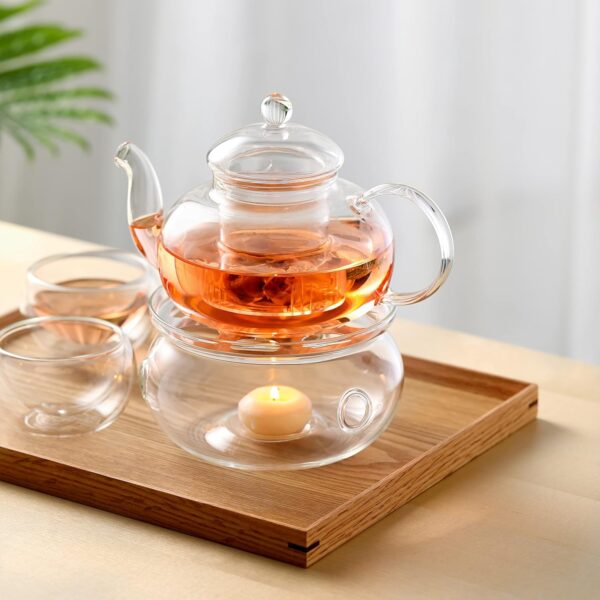 CNGLASS Glass Teapot Stovetop Safe,Clear Teapot with Removable - Image 3