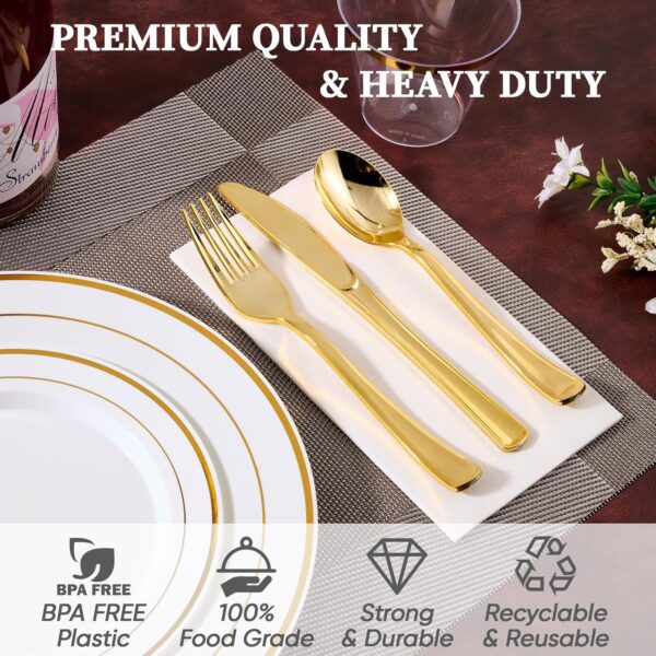 FOCUSLINE 600 Gold Dinnerware Set for 100 Guests, White and Gold - Image 4