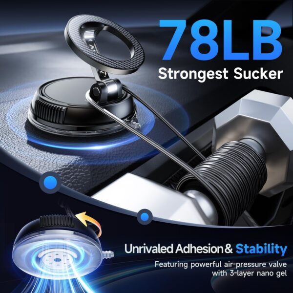 Car Phone Holder for Magsafe [78+LBS Strongest Suction - Image 3