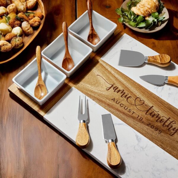 Personalized Marble Wood Charcuterie Board,Custom