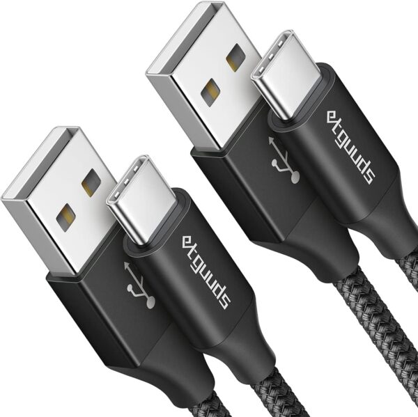 etguuds 6ft USB A to USB C Cable 3A Fast Charging, 2-Pack USB