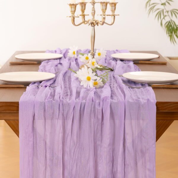 Socomi Lilac Purple Table Runner Spring Easter Cheesecloth - Image 2