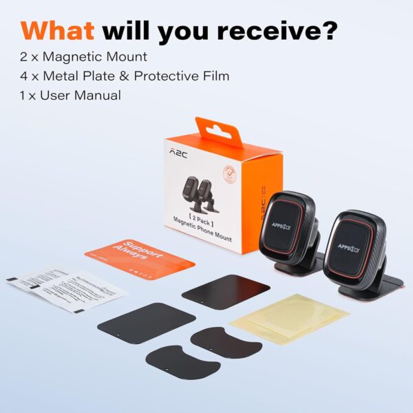 [2 Pack] Magnetic Phone Holder for Car, APPS2Car - Image 2