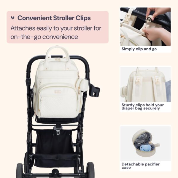 BabbleRoo Leather Diaper Bag Backpack - Baby Essentials - Image 2