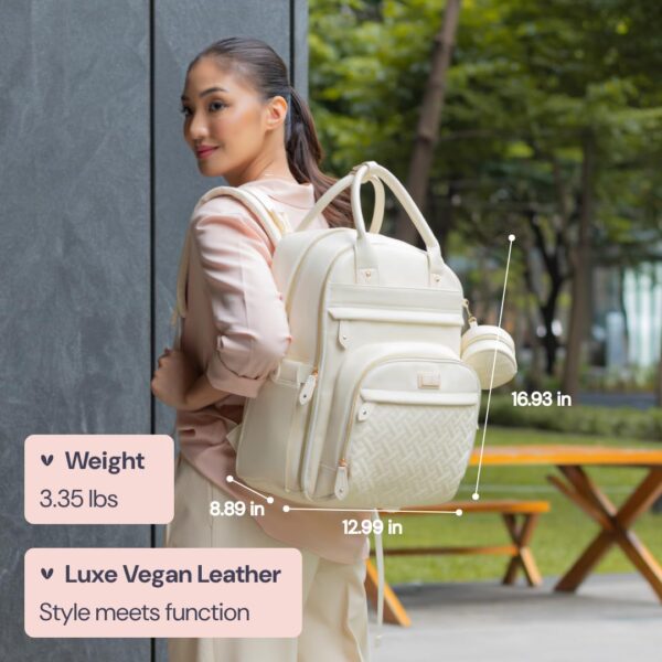 BabbleRoo Leather Diaper Bag Backpack - Baby Essentials - Image 3