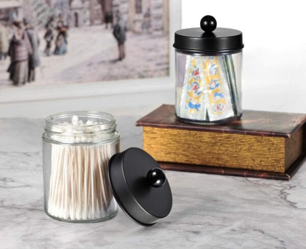 Amolliar 4 Pack Apothecary Jars Bathroom Vanity Storage - Image 4