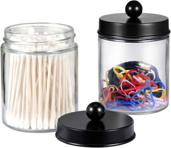 Amolliar 4 Pack Apothecary Jars Bathroom Vanity Storage - Image 2