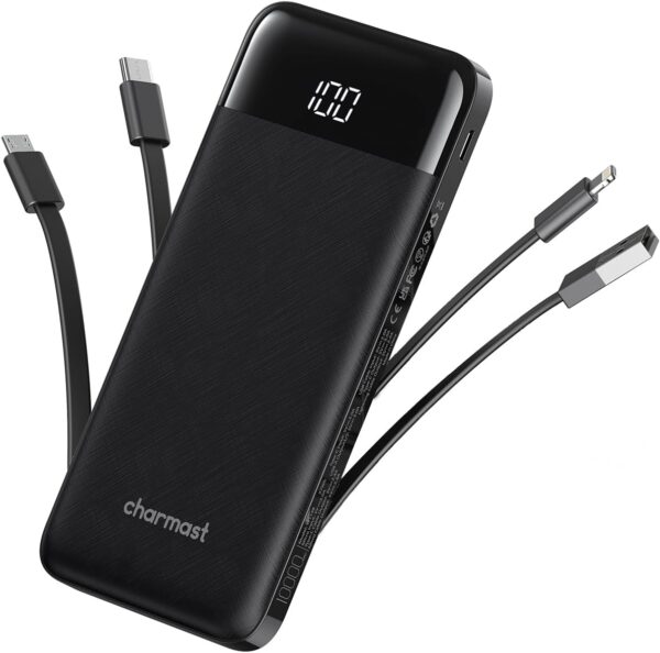 Portable Charger with Built in Cables, Portable Charger