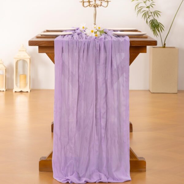Socomi Lilac Purple Table Runner Spring Easter Cheesecloth - Image 3
