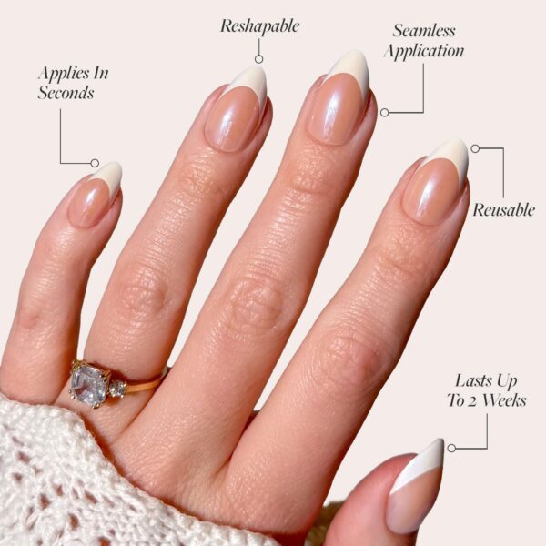 Glamnetic Press On Nails - Mrs. | Short Almond Fake Nails - Image 4