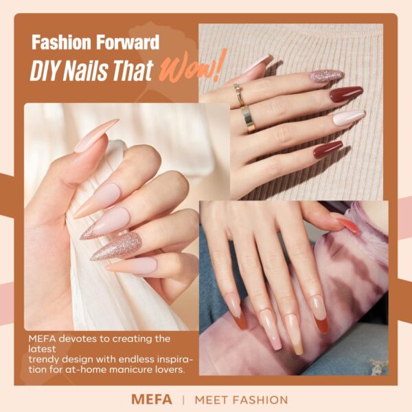MEFA Gel Nail Polish Set, 12 Colors Champagne Gold Glitter - Image 2